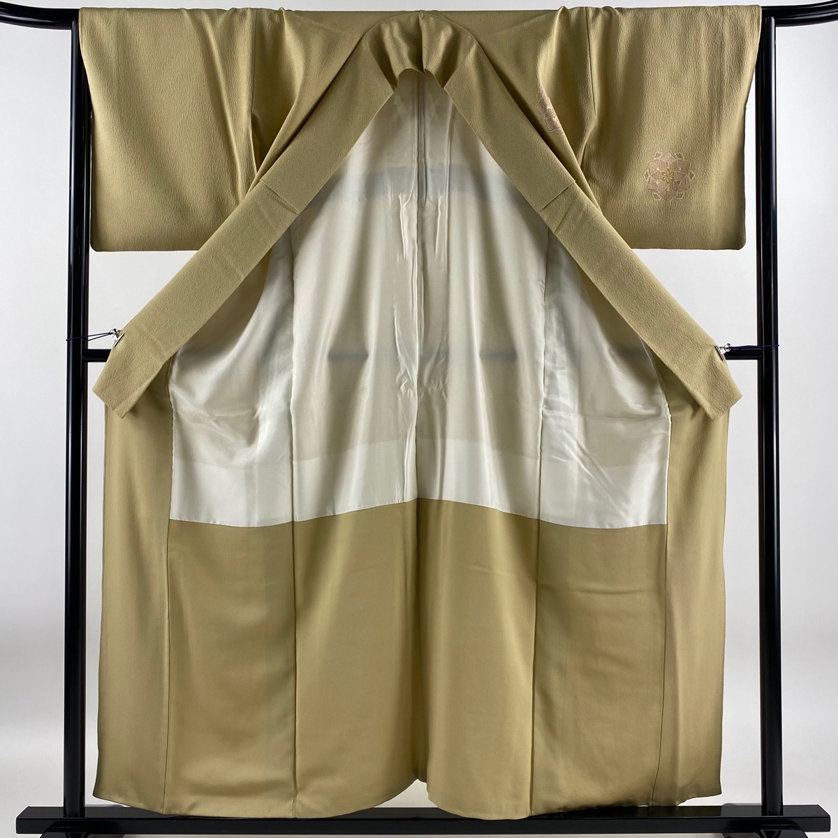  tsukesage length 157cm sleeve length 66cm M.. writing embroidery beige silk preeminence goods [ used ]