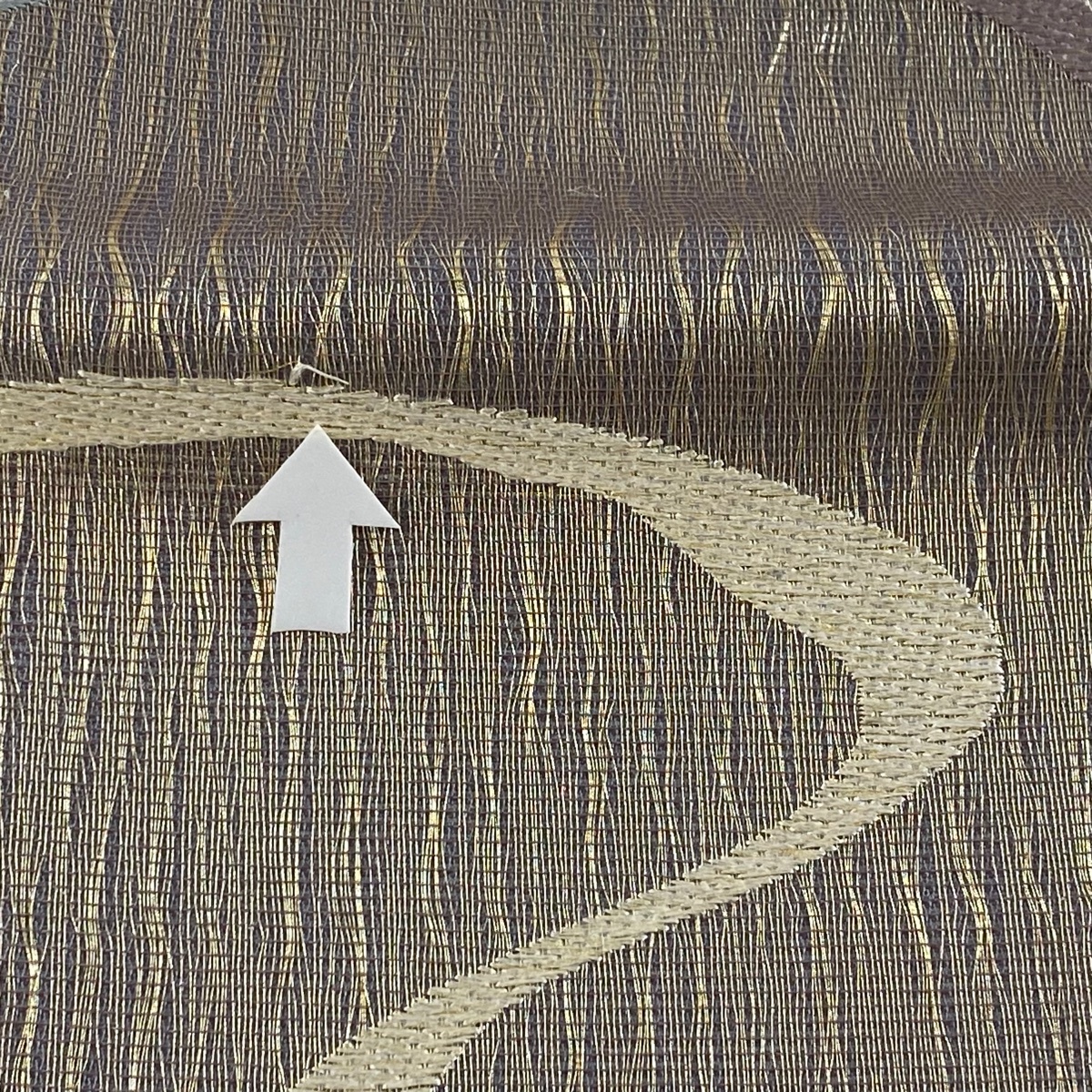 袋帯 美品 秀品 幾何学模様 金糸 薄紫 六通 正絹 【中古】_バイセル 14117_3