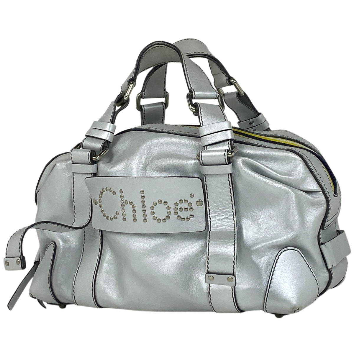 クロエ Chloe ロゴ ハンドバッグ スタッズ ハンドバッグ レザー シルバー レディース 【中古】_バイセル 14173_1