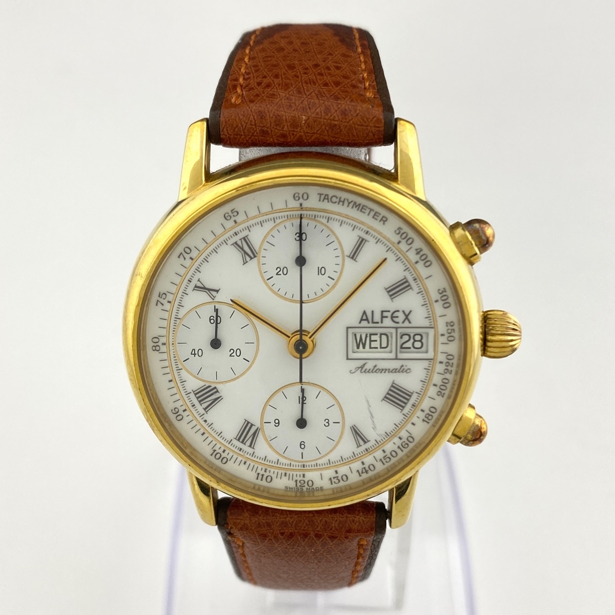 【ジャンク品】ALFEX デイデイト クロノグラフ 腕時計 自動巻き 【中古】の画像2