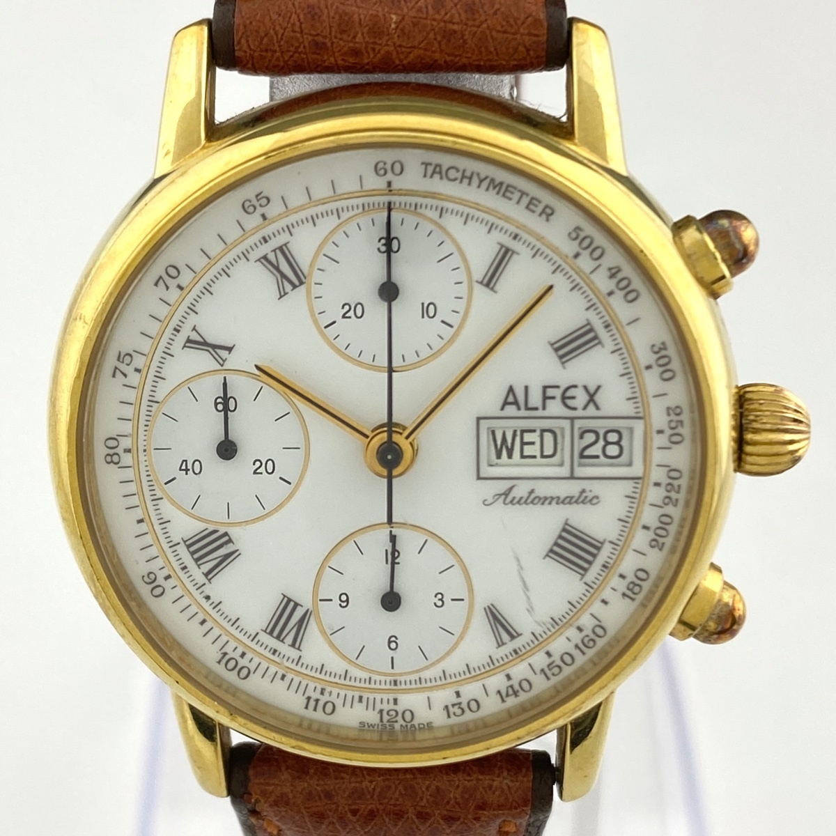 【ジャンク品】ALFEX デイデイト クロノグラフ 腕時計 自動巻き 【中古】の画像1