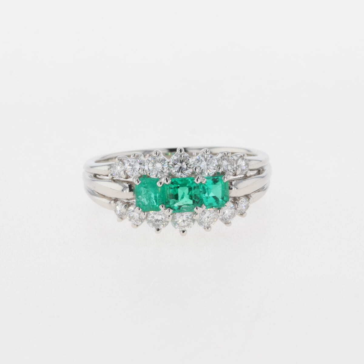 Emerald Design Ring Ring Platinum Ring Mele Набор 18 Pt900 Emerald Diamond Men [Используется]