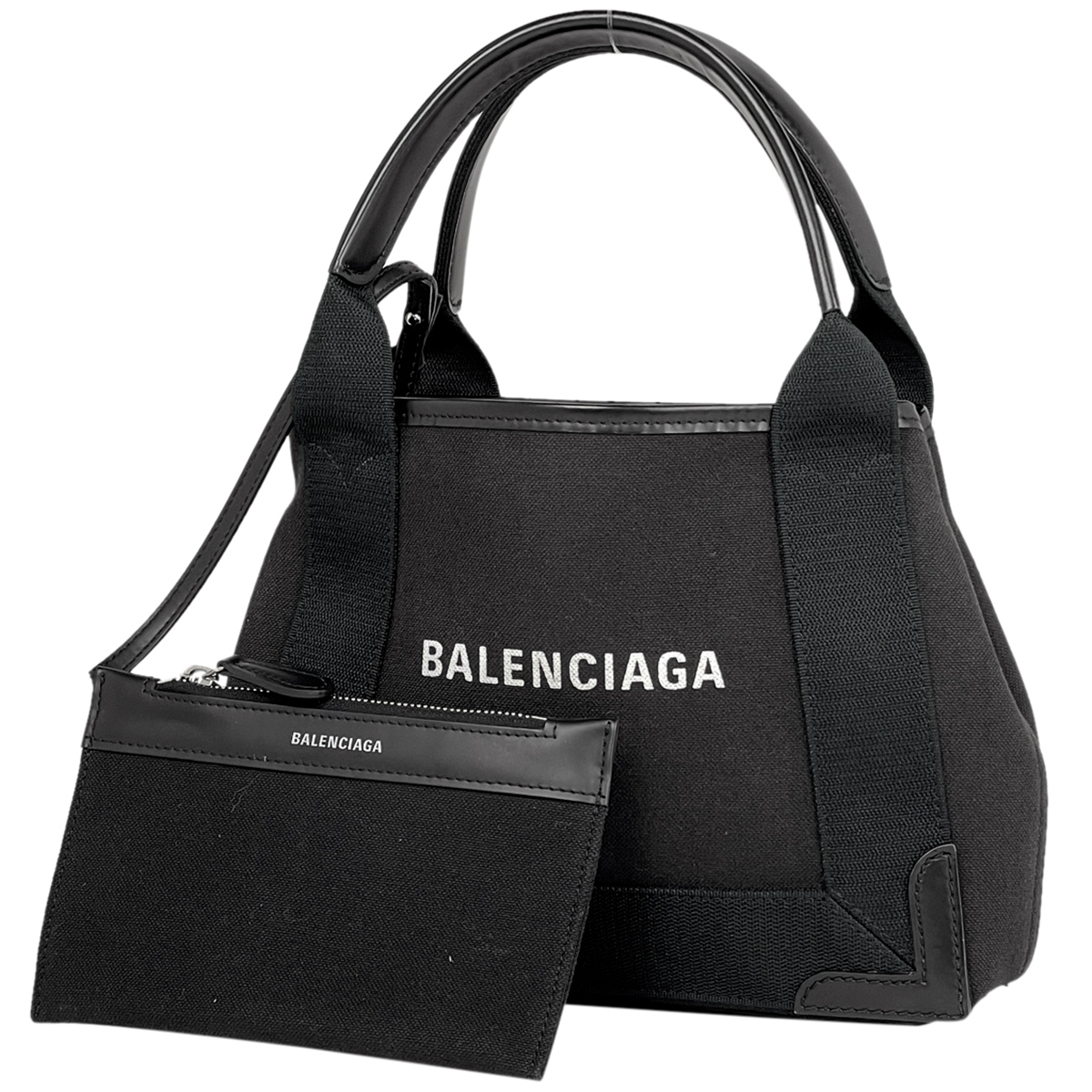 バレンシアガ BALENCIAGA ネイビーカバス XS 手提げ ２WAY 斜め掛け ハンドバッグ キャンバス ブラック レディース 【中古】_バイセル 14173_1