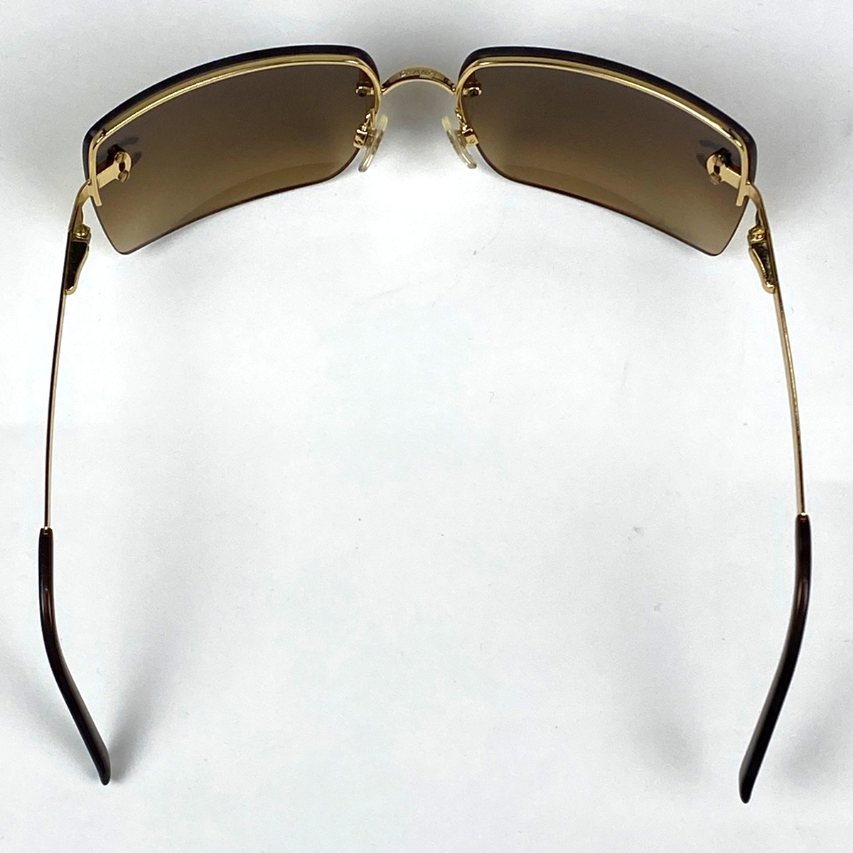  Chanel CHANEL here Mark sunglasses half rim rhinestone sunglasses metal Brown 4092B lady's [ used ]