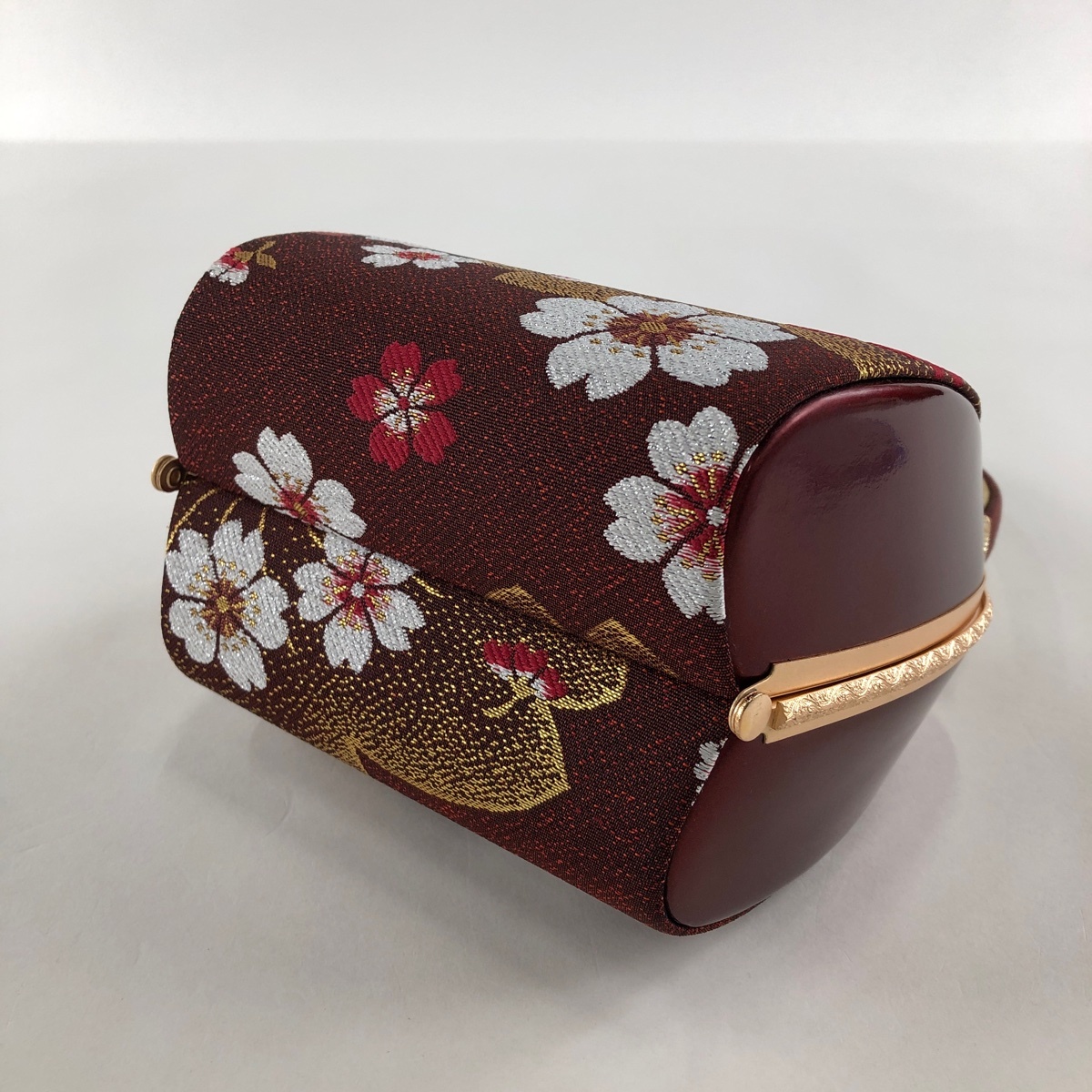 和装バッグ 優品 フォーマル 桜 箔 えんじ色 正絹 和装小物 【中古】_バイセル 14130_4