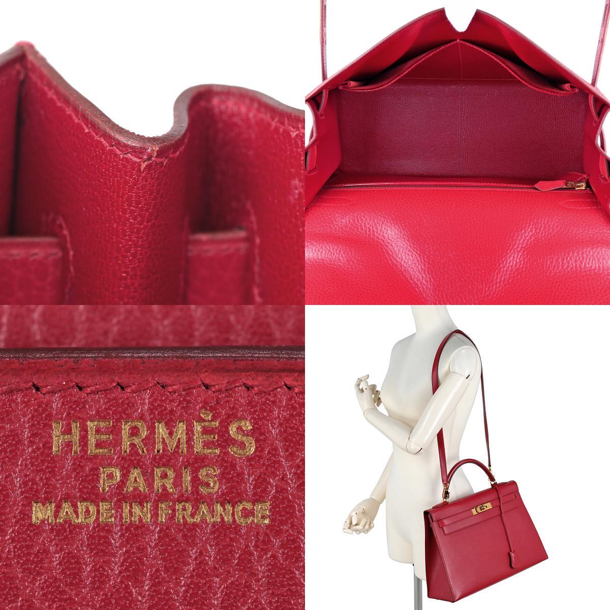 エルメス HERMES ケリー 32 外縫い 2WAY ショルダーバッグ ハンドバッグ アルデンヌ レッド ○X レディース 【中古】_バイセル 14173_10