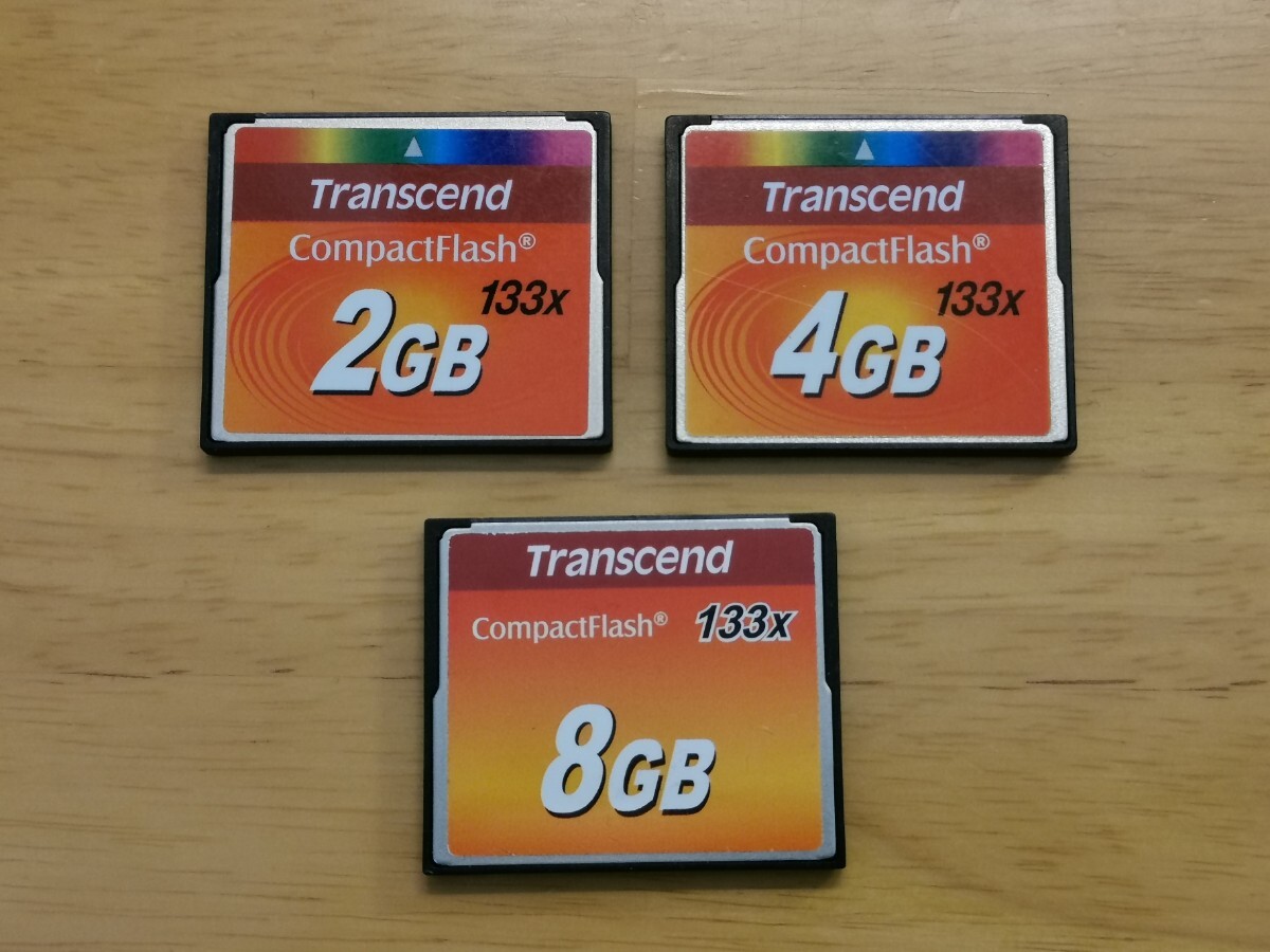 Transcend tiger nsendo CompactFlash CF card 3 pieces set 2GB 4GB 8GB format ending 