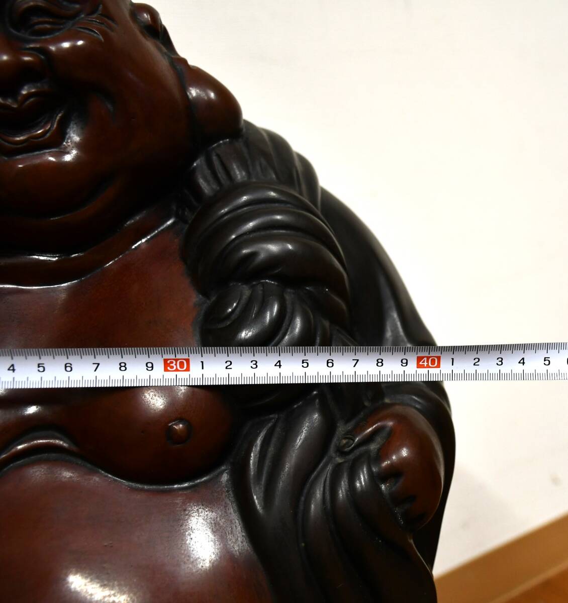 OY3-85【現状品】銅製 七福神 布袋尊像 在銘あり｜高さ約61cm 重量約20.45kg｜布袋様・縁起物・開運｜オブジェ・置物｜長期保管品_画像10