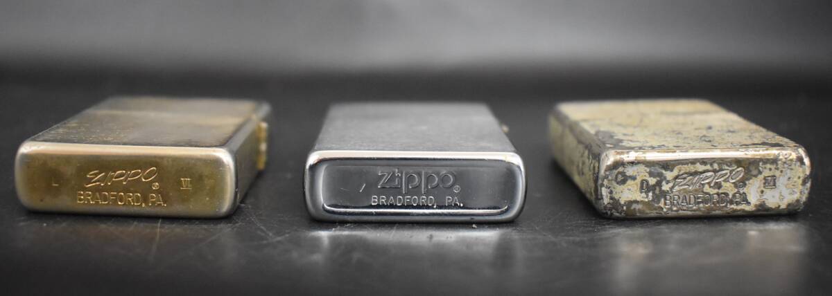 F4-22　zippo ジッポー ガスライター 3点まとめて まとめ売り 中古品 喫煙グッズ 着火未確認 保管品_画像3