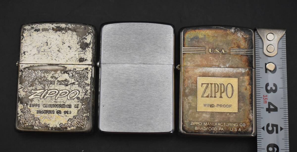 F4-22　zippo ジッポー ガスライター 3点まとめて まとめ売り 中古品 喫煙グッズ 着火未確認 保管品_画像5