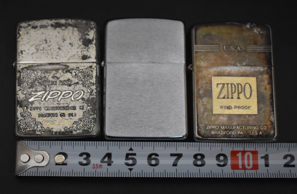 F4-22　zippo ジッポー ガスライター 3点まとめて まとめ売り 中古品 喫煙グッズ 着火未確認 保管品_画像6