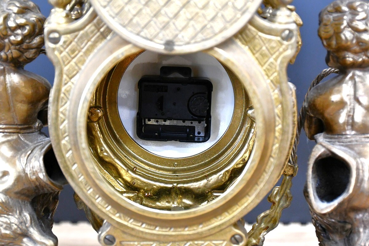 NY4-237【現状品】Imperial 時計 イタリア製 インペリアル 大理石 天使 置時計 アンティーク 簡易動作確認済 中古品 保管品の画像9
