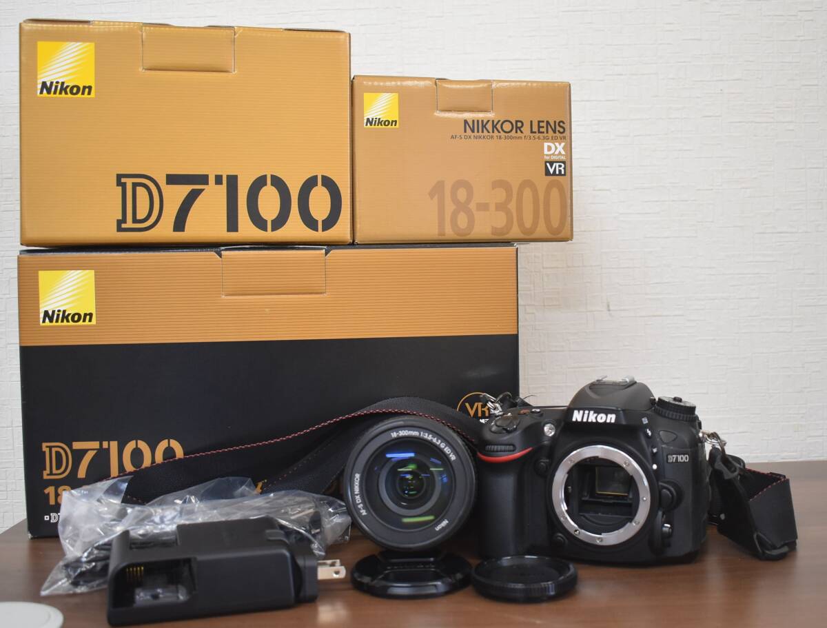 W4-92 【動作品】 Nikon D7100 デジタル一眼レフカメラ スーパーズームキット AF-S Nikkor 18-300mm 3.5-6.3G ED DX VR ニコン 箱付 現状品_画像1