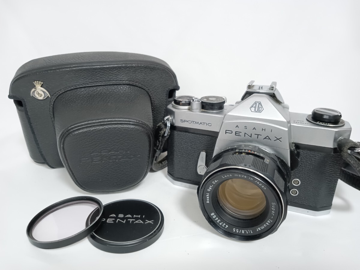 Asahi Pentax ペンタックス Spotmatic SP +Super Takumar f/1.8 55mm 一眼レフカメラ フィルムカメラ 上18の画像1