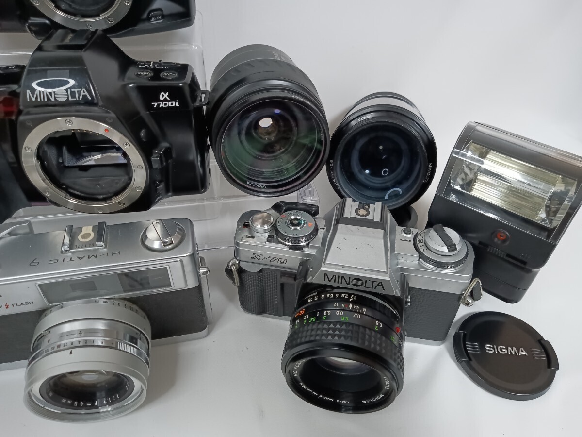 ジャンク MINOLTA フィルムカメラ5台 F1.7含むMF/AFレンズ6台+PHILIPSストロボ まとめて12台 動作未確認 同梱不可 J807の画像4