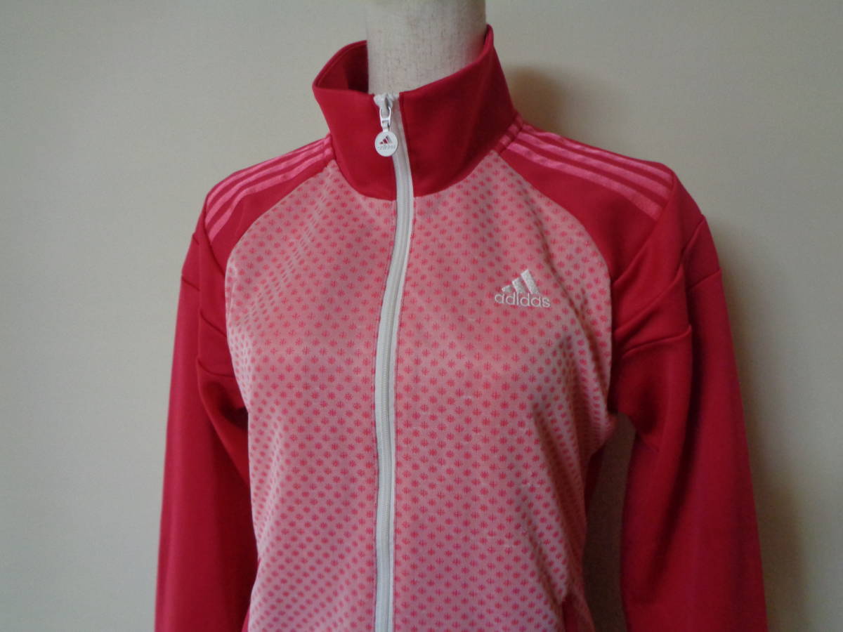 adidas Adidas lady's check jersey M size pink jacket 