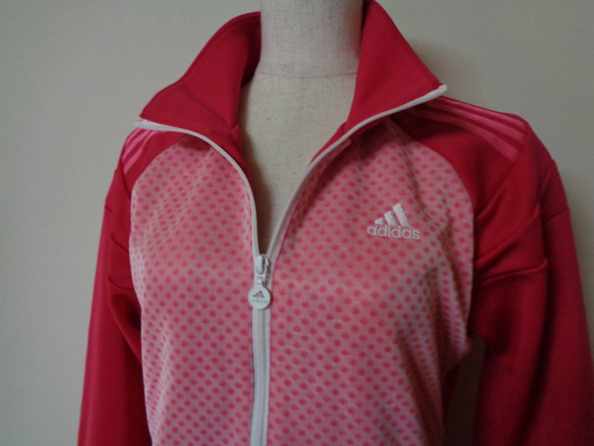 adidas Adidas lady's check jersey M size pink jacket 