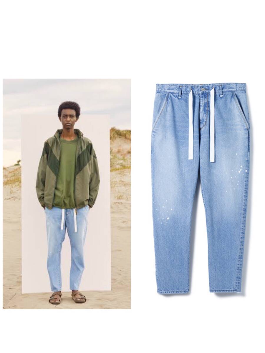 美中古品 20SS SANDINISTA Easy Denim Pants Damaged Easy Fit Tapered 2020SS 21AW 22SS 22AW nonnative 好きな方おすすめ サンディニスタの画像1