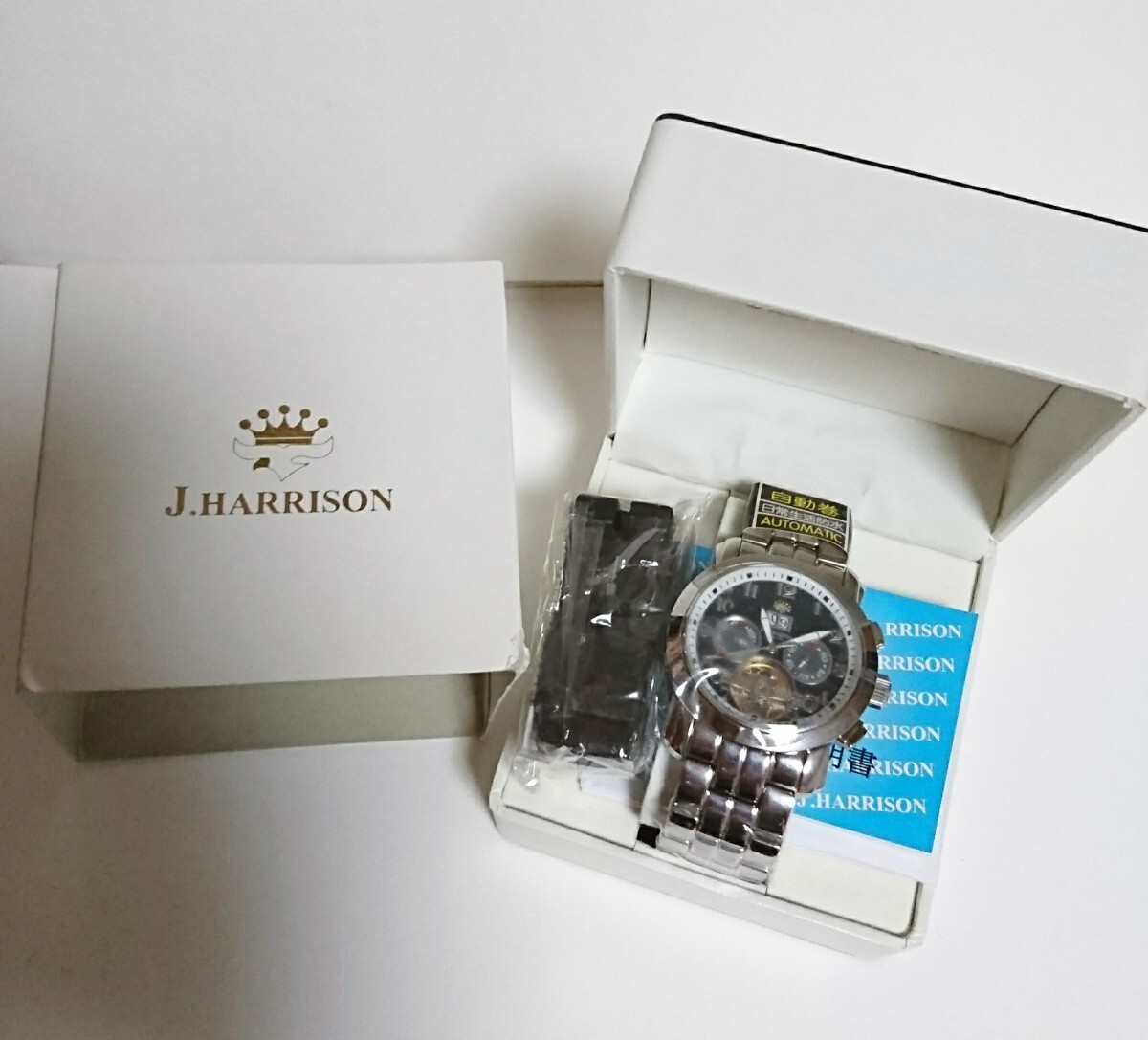 未使用★ J.HARRISON JH-008 BB ブラック ジョンハリソン 腕時計 メンズ アナログ 自動巻き 手巻き カレンダー 付属品あり_画像1