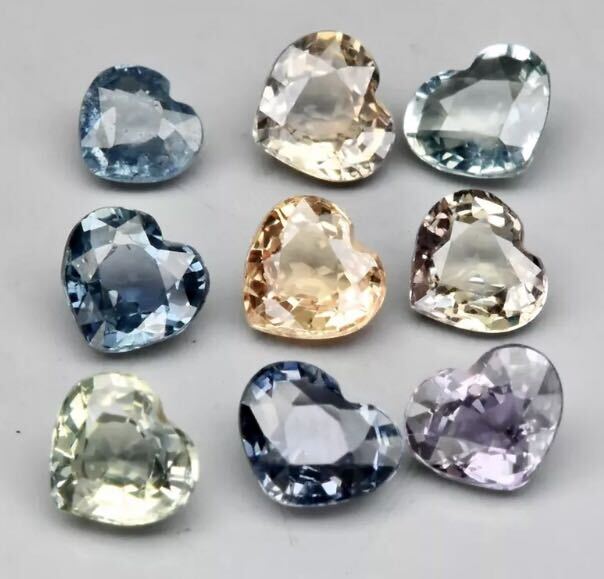  non heating Heart type natural sapphire 3.8-5.2mm x 9 piece 3.71 carat 