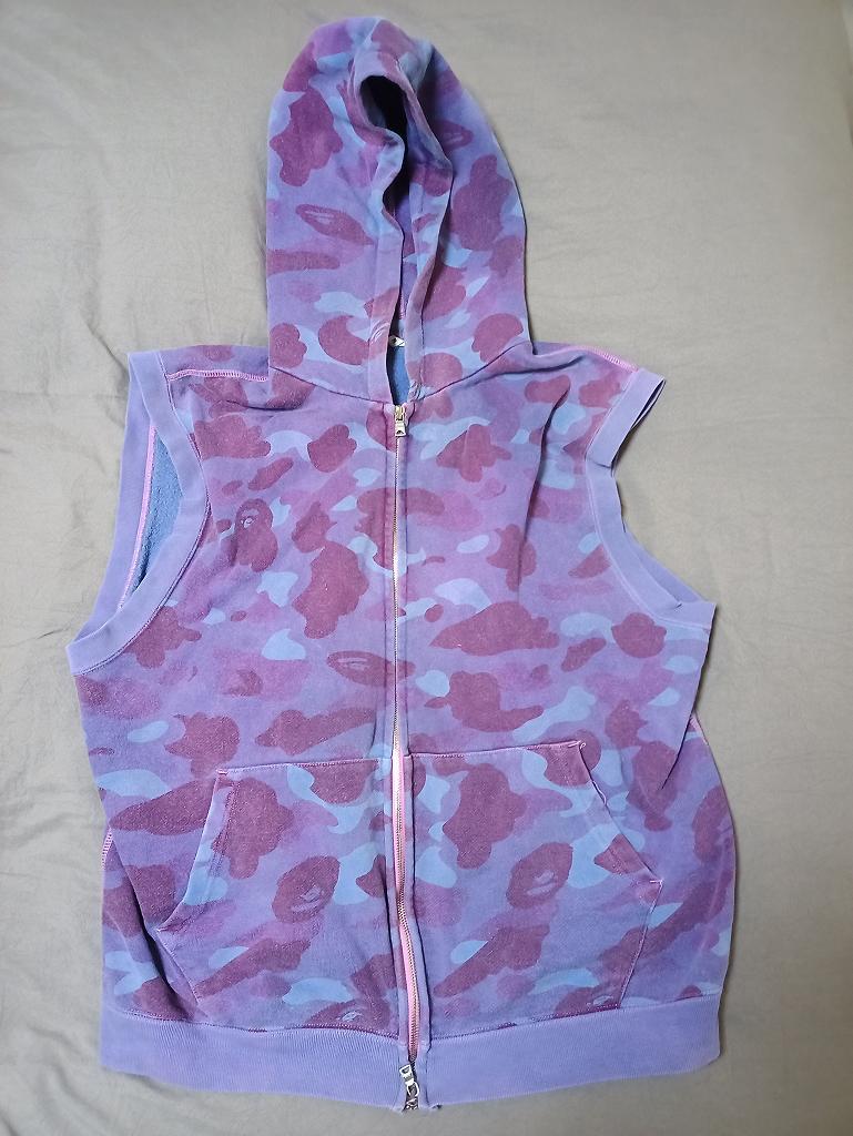 A BATHING APE 　エイプ　フルジップ BAPE スウェット パーカー ベスト Mサイズ zip hoodie vest_画像2