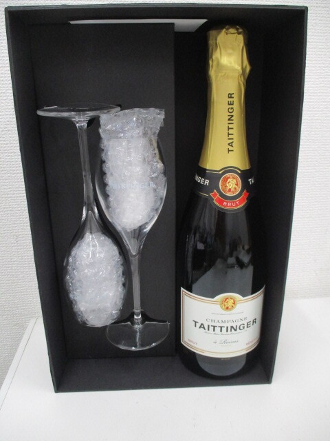 (6923) テタンジェ ブリュット レゼルヴ 750ml 12.5% シャンパーニュ TAITTINGER グラス付きの画像1