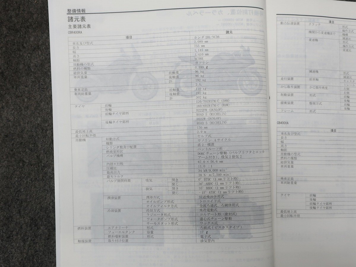 CBR400R CBR400X 2BL-NC56 サービスマニュアル ●送料無料 X22022L T04L 280/6_画像7