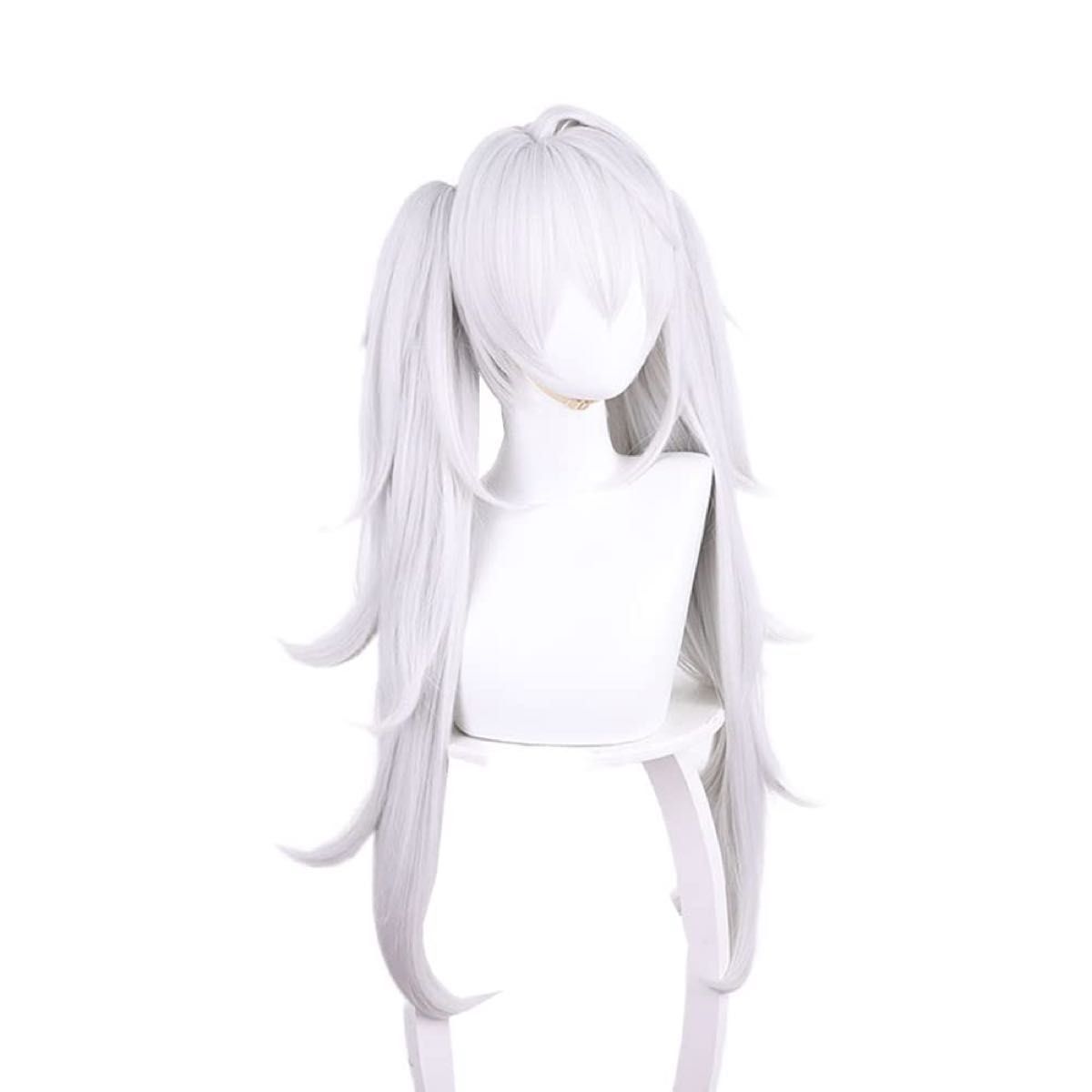 コスプレウィッグ 葛葉 女版 ホワイト シルバー 耐熱 ウィッグ かつら wig cosplay 撮影 バンス付き ツインテール
