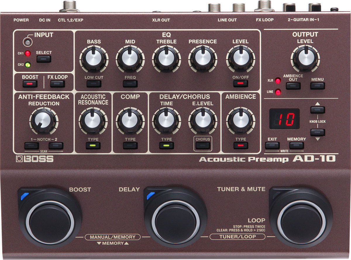 ★展示新品・アウトレット・本州送込★BOSS AD-10 Acoustic Preamp ボス アコースティック プリアンプ DI アコギ用 ルーパー機能★_画像2