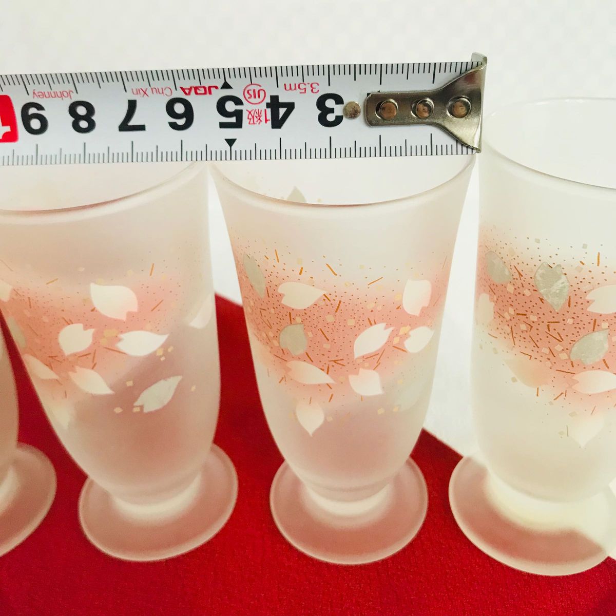 花柄 昭和レトロ グラス ガラスコップ 食器 ガラス　桜　ピンク食器