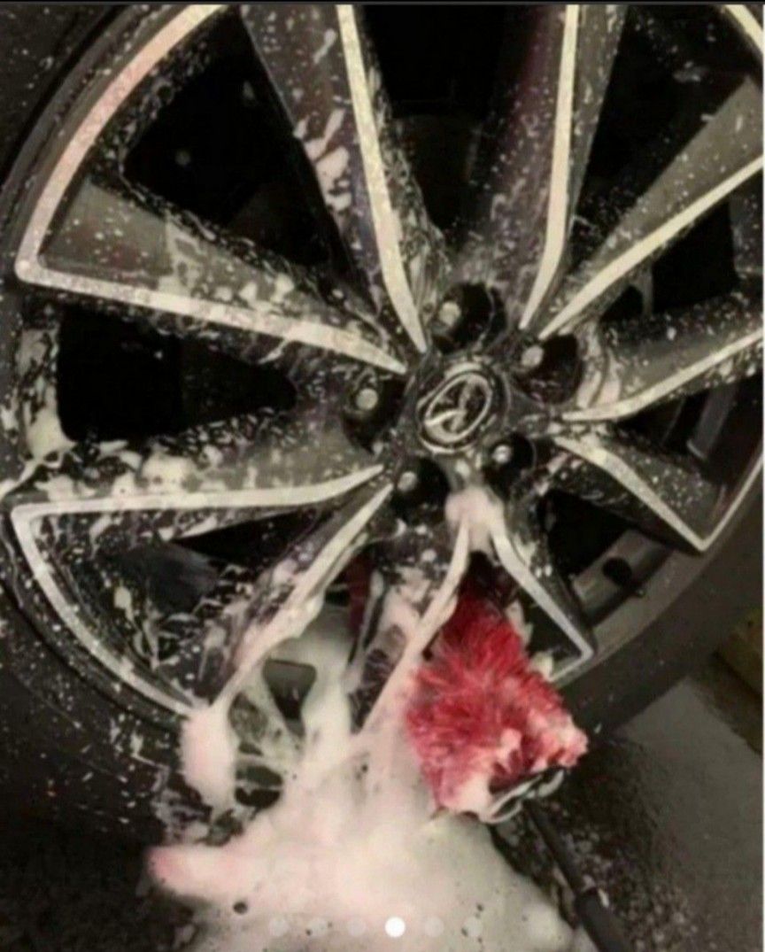 【訳あり】洗車　バレルブラシ　 ビッグ　ホイールブラシ　細部　タイヤ ホイール レッド　赤