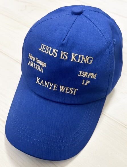 kanye west カニエウェスト JESUS IS KING ジーザスイズキング キャップ ブルー_画像1