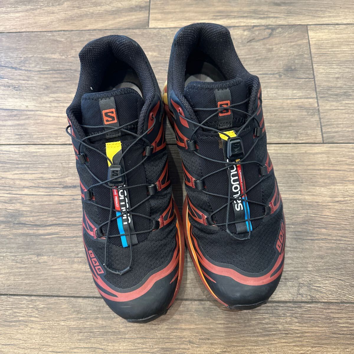 【MR PORTERオンライン購入】付属品完備【納品書付】SALOMON XT-6 Black / Chocolate Pulm / Vibrant Orange size 27cm US9.0 極美品_画像2