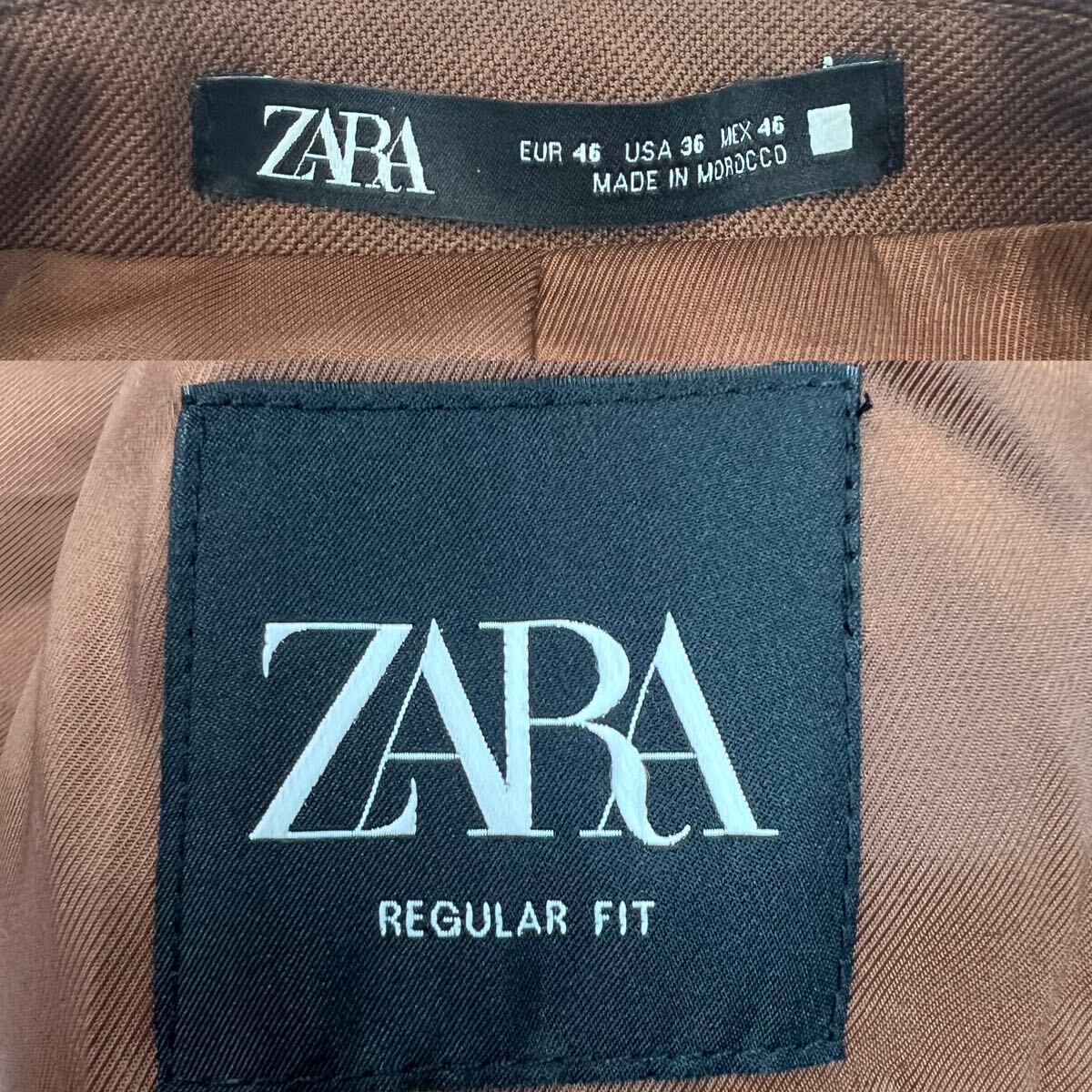 極美品 ZARA MAN ザラマン 1Bテーラードジャケット サイズ46/M相当 ブラウン オールシーズン可能 美シルエット レギュラーフィット A2383_画像8