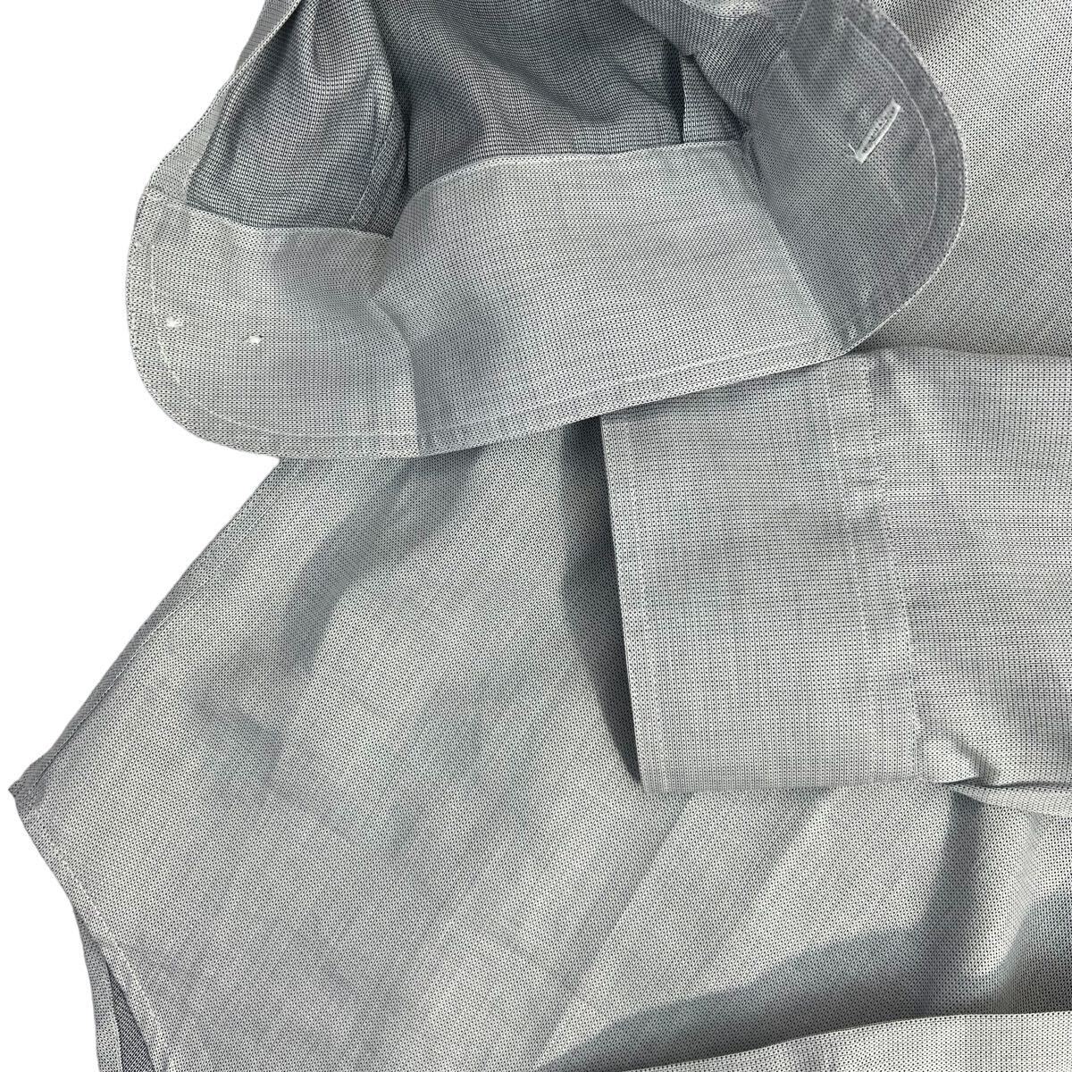新品 EMPORIO ARMANI エンポリオアルマーニ 長袖シャツ ドレスシャツ サイズ41/16(L相当) 紺糸×白糸 グレー タグ付き 未使用品 人気 A2423の画像5