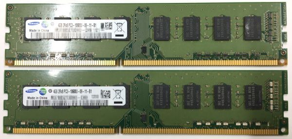 【4GB×2枚組】SAMSUNG PC3-10600U 2R×8 計8G DDR3-1333 中古メモリー デスクトップ用 DDR3 即決 動作保証【送料無料】_画像2