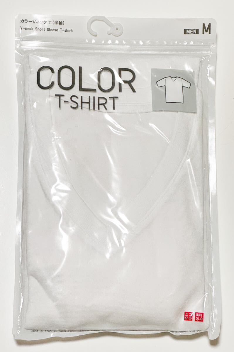 UNIQLO ユニクロ Crew Neck Short Sleeve T-shirt カラーVネックT 半袖 MEN L ホワイト 未開封品 匿名配送_画像1