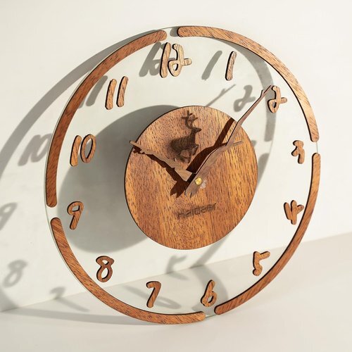 掛け時計 ブラウンB1 壁時計 直径30cm 装飾 部屋 自宅 室 掛け時 アナログ 木製 透明 連続秒針 静音 326_画像1