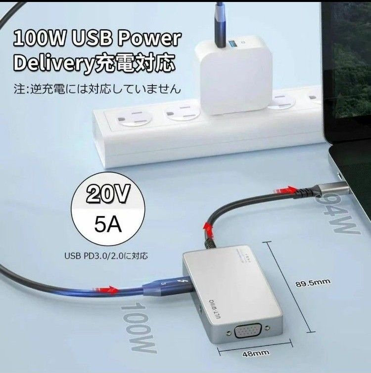 USB Type C ドッキングステーション 5-in-1 HDMI Displayport VGA Audio