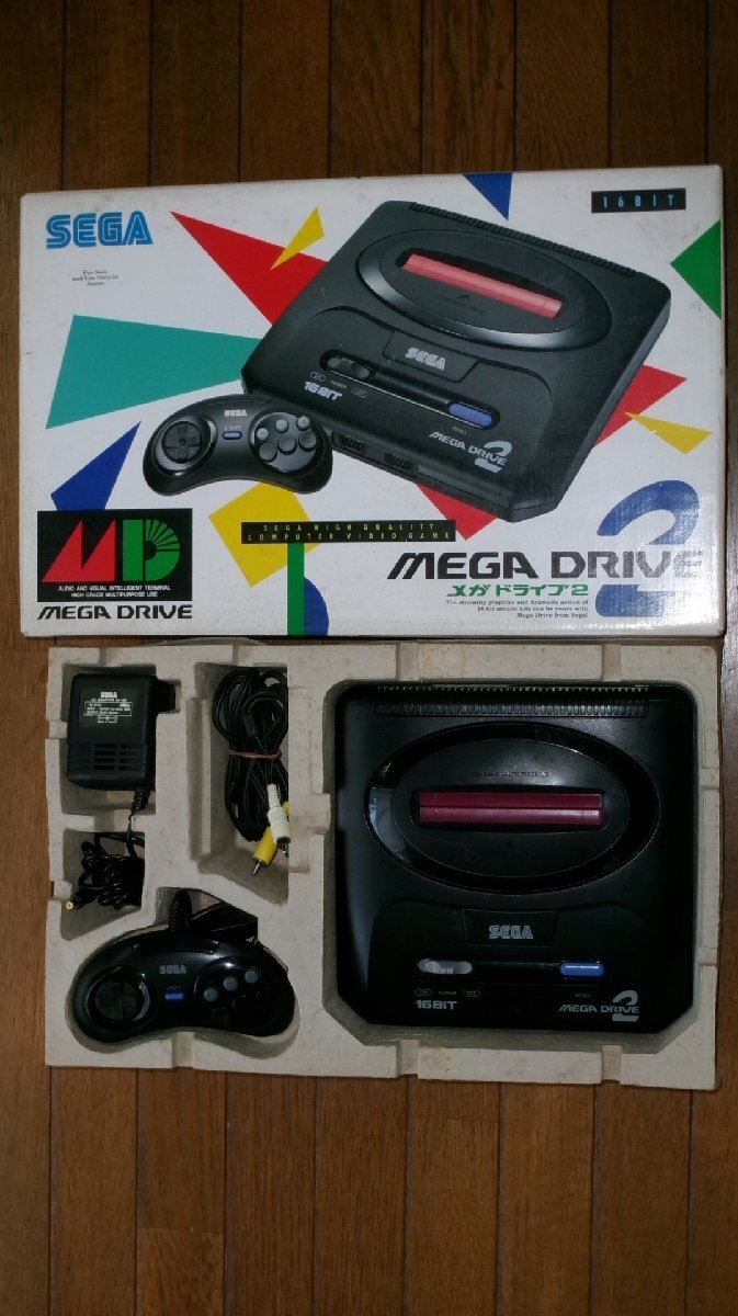 0329T6■ゲーム本体■SEGA/メガドライブ2【動作確認済/箱付き/取説欠】MEGA DRIVE2/ゲーム機【ゆ80】の画像1