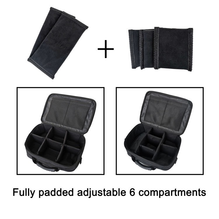 新品未使用 ブラック 黒色 仕切り調整可 簡単収納 ショルダーバッグ リールポーチ ケース  カバン アウトドア 収納バッグの画像5