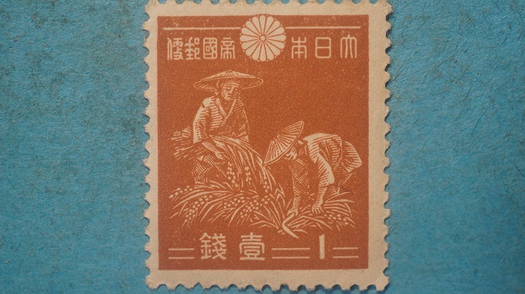 第１次昭和切手 稲刈り １銭 未使用LH良品  の画像1