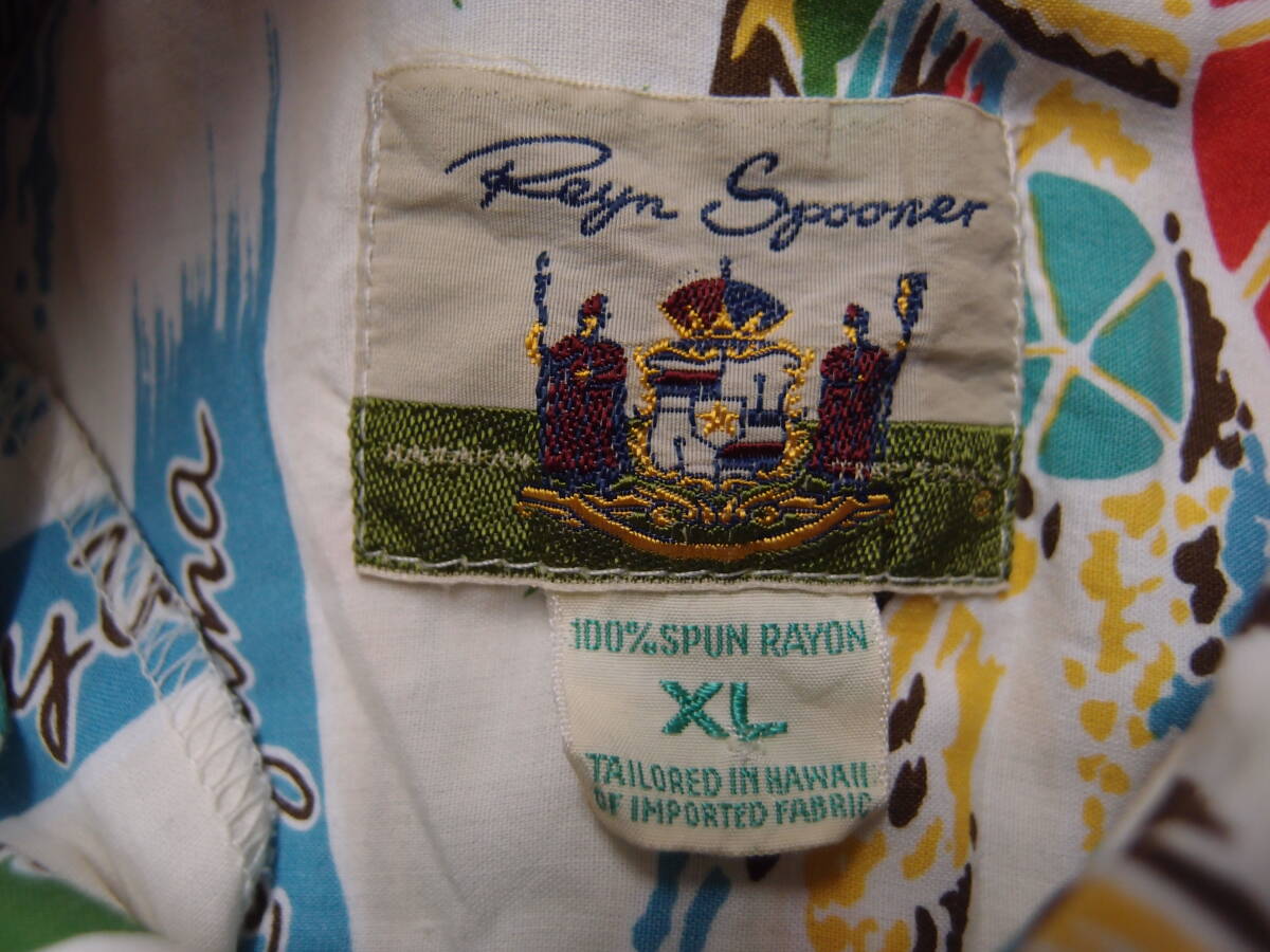 ◆古着卸USA■Reyn Spooner☆ハワイアンシャツ★★★XL レーヨン TAILORED IN HAWAII カメハメハ タグ アメリカ直輸入 SALE の画像4