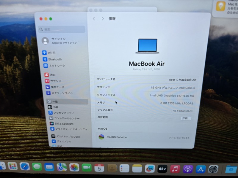 MacBook Air (Retina, 13インチ, 2018) マックブックエア ACアダプター付属 Dの画像8