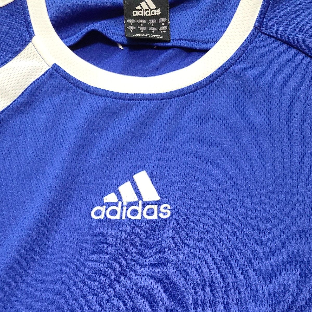 adidas アディダス　メンズ半袖プラクティスシャツ　M ブルー×ホワイト　サッカー　フットサル　練習着