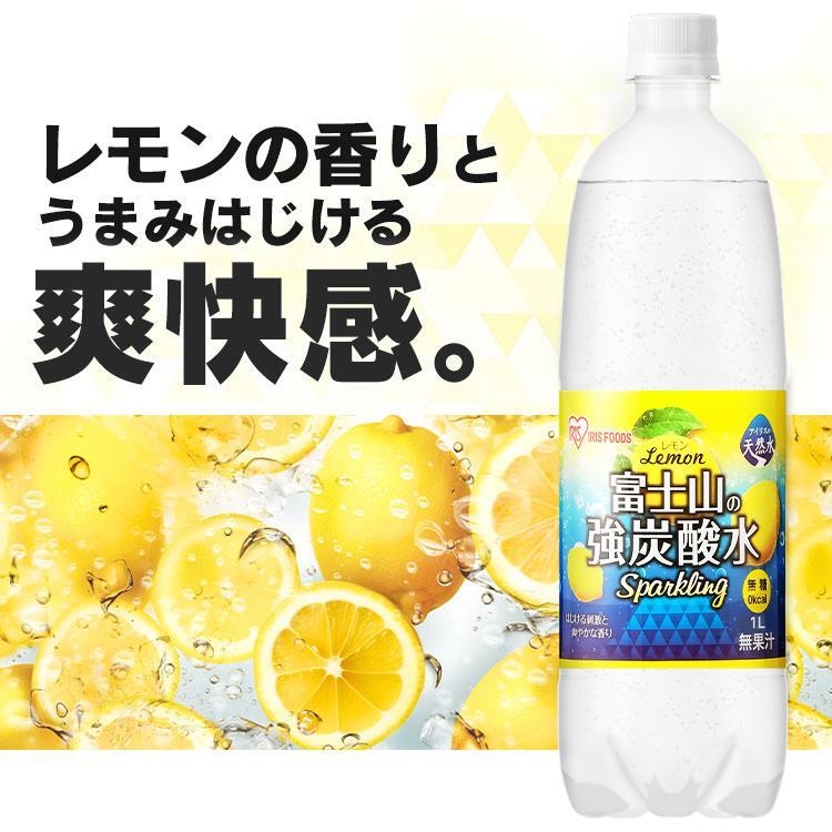 炭酸水 強炭酸水 1l 15本 プレーン レモン 1リットル アイリスオーヤマ 炭酸水 国産 1L ラベルレス スパークリング 富士山の強炭酸 YT662の画像4