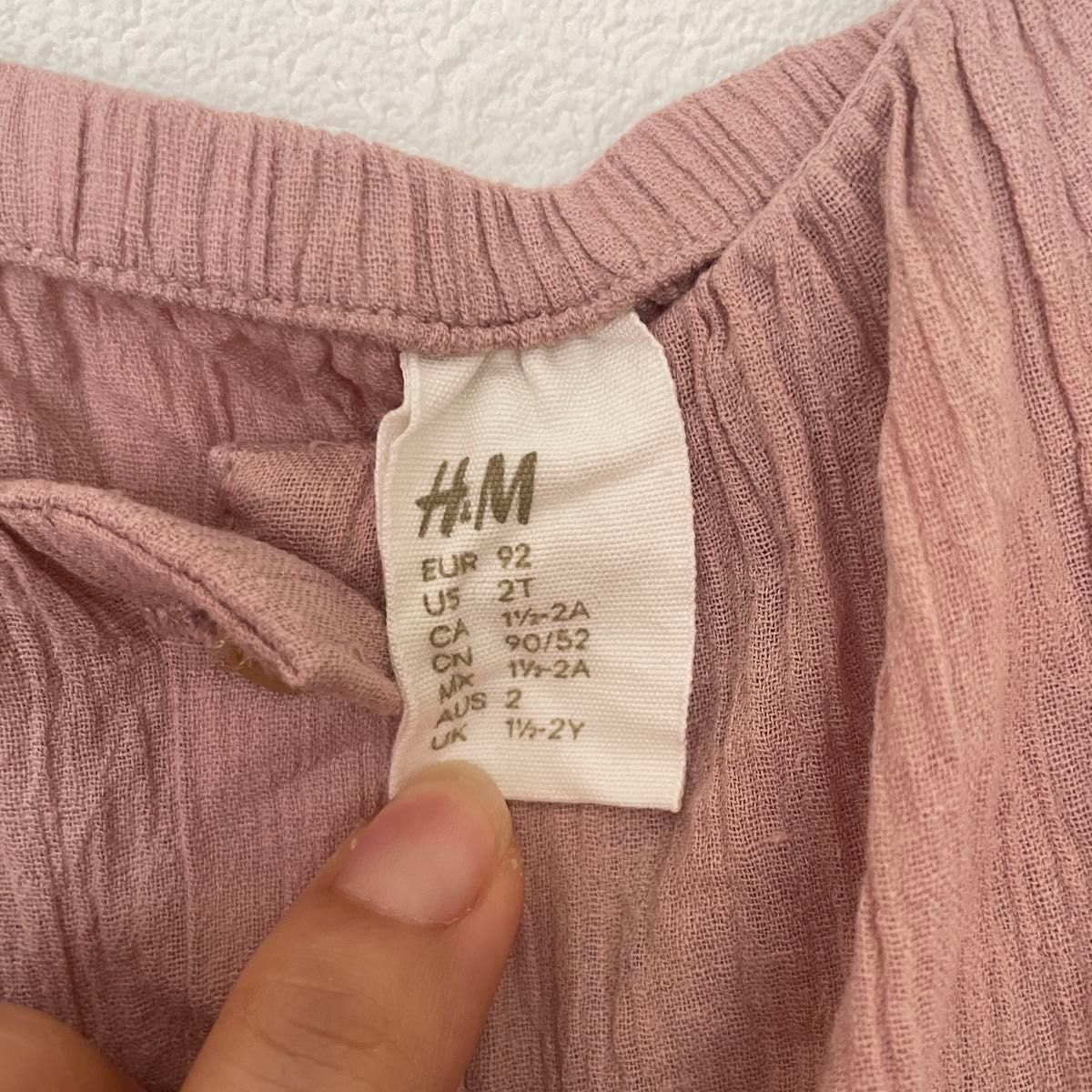 H&M エイチアンドエム コットンロンパース 90cm 薄ピンク 綿100%