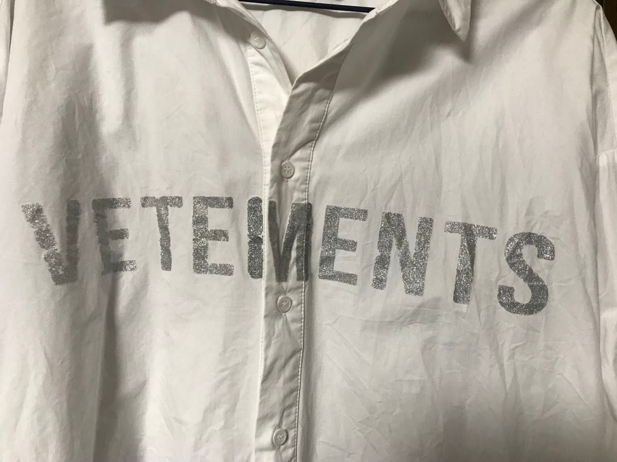 vetements ヴェトモン　20s ラメロゴシャツ 長袖シャツ 白