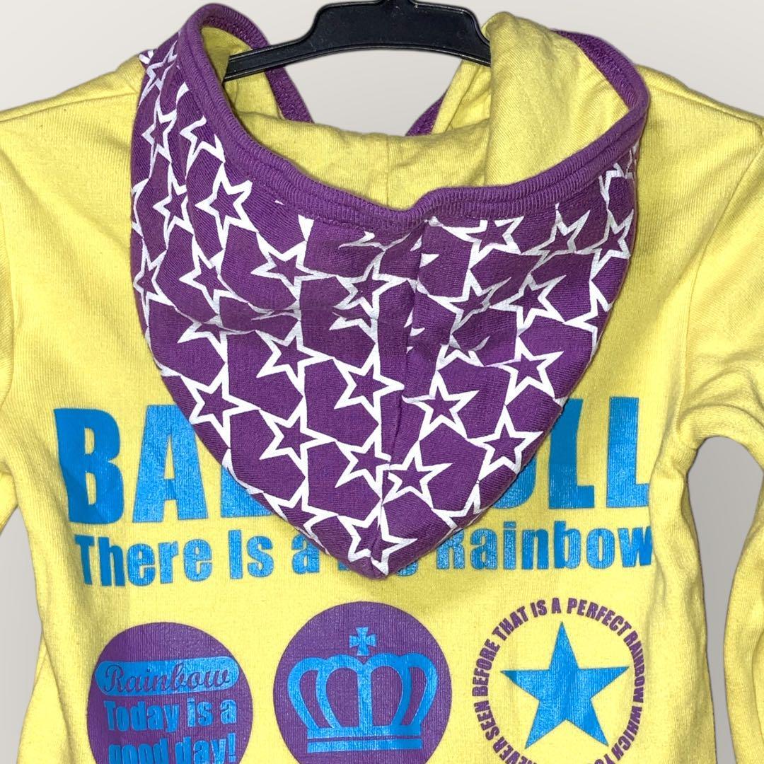 BABYDOLL　ベビードール　パーカー　黄色×紫×星　100　袖口に汚れあり_画像5