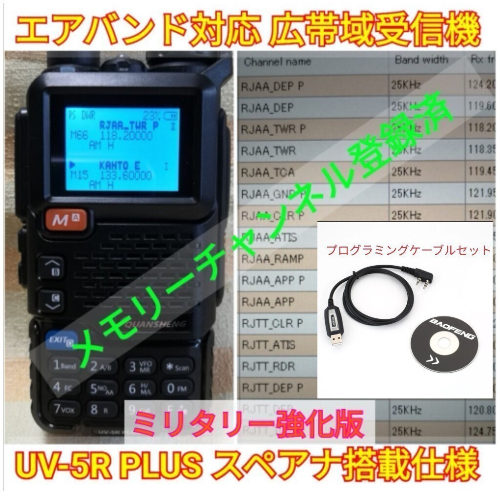 【ミリタリー強化】広帯域受信機 UV-5R PLUS 未使用新品 スペアナ機能 周波数拡張 エアバンドメモリ登録済 日本語簡易取説 (UV-K5上位機)の画像1